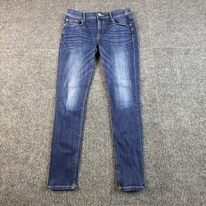 Express Mia MidRise Legging Jeans Size 8R Dark Wash Blue Denim Whiskered Stretch